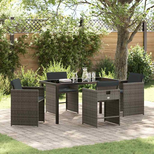 vidaXL Garten Essgruppe 5 pcs Schwarz Poly-Rattan