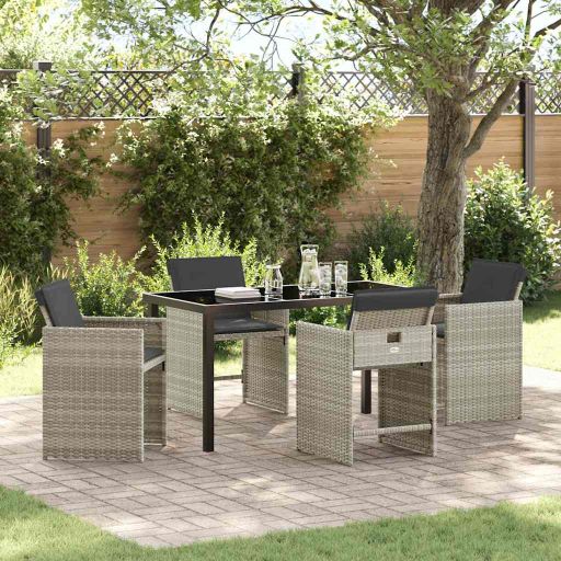 vidaXL Garten Essgruppe 5 pcs Schwarz Poly-Rattan