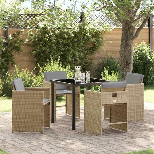 vidaXL Garten Essgruppe 5 pcs Schwarz Poly-Rattan