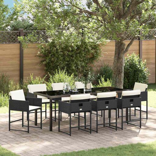 vidaXL Garten Essgruppe 5 pcs Schwarz Poly-Rattan
