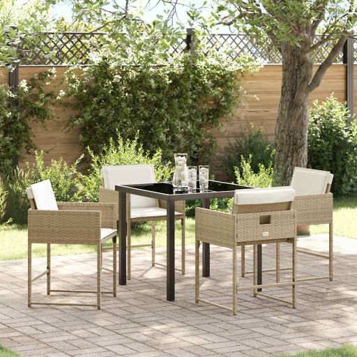 vidaXL Garten Essgruppe 5 pcs Schwarz Poly-Rattan