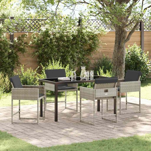 vidaXL Garten Essgruppe 5 pcs Schwarz Poly-Rattan