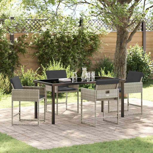vidaXL Garten Essgruppe 5 pcs Schwarz Poly-Rattan