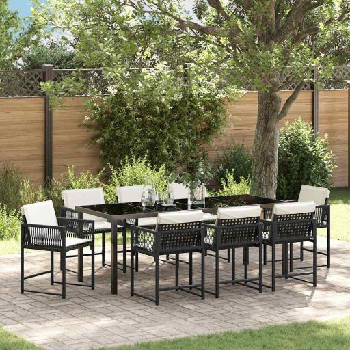 vidaXL Garten Essgruppe 5 pcs Schwarz Poly-Rattan
