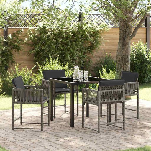 vidaXL Garten Essgruppe 5 pcs Schwarz Poly-Rattan