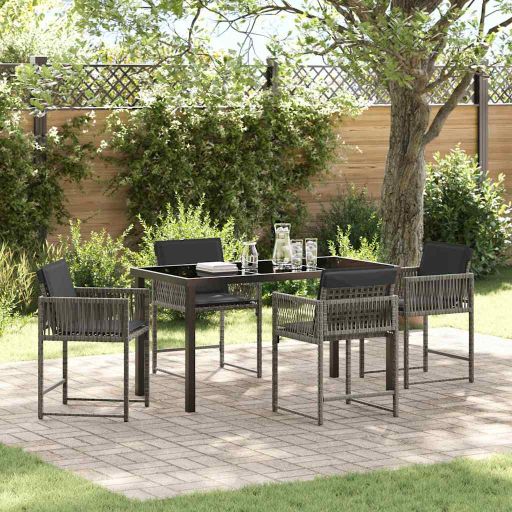 vidaXL Garten Essgruppe 5 pcs Schwarz Poly-Rattan