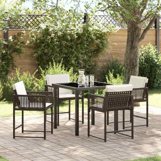 vidaXL Garten Essgruppe 5 pcs Schwarz Poly-Rattan
