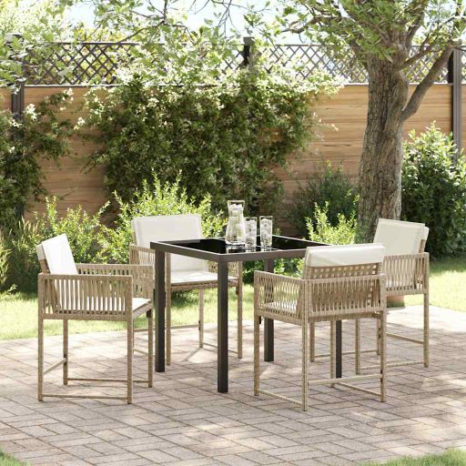 vidaXL Garten Essgruppe 5 pcs Schwarz Poly-Rattan