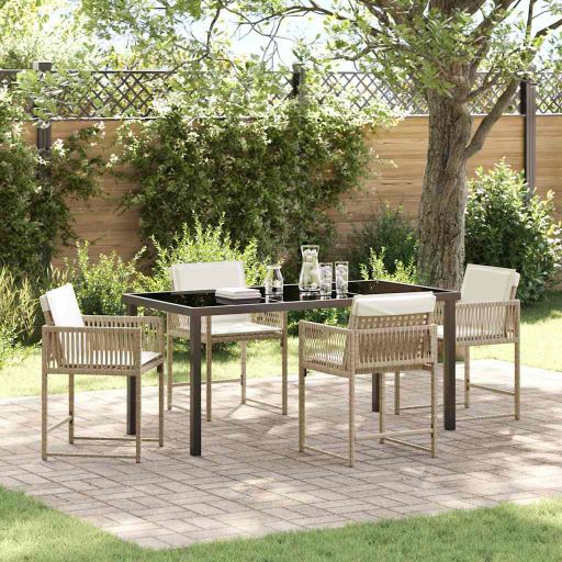 vidaXL Garten Essgruppe 5 pcs Schwarz Poly-Rattan