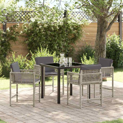 vidaXL Garten Essgruppe 5 pcs Schwarz Poly-Rattan