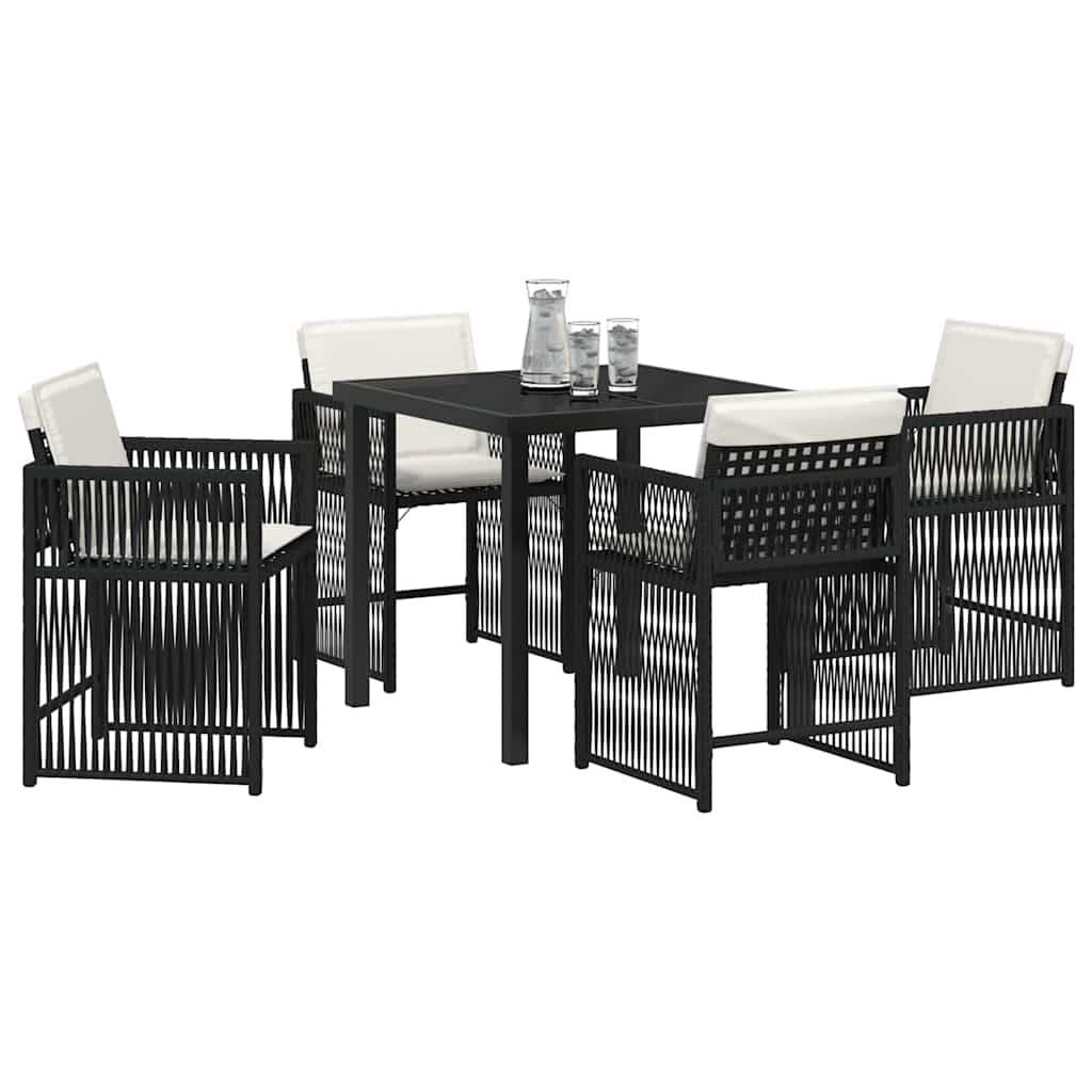 vidaXL Garten Essgruppe 5 pcs Schwarz Poly-Rattan