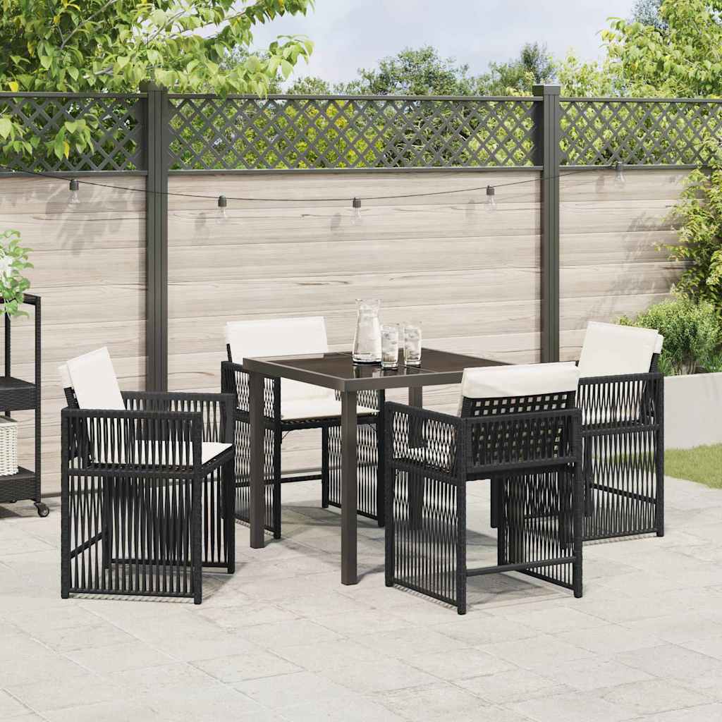 vidaXL Garten Essgruppe 5 pcs Schwarz Poly-Rattan
