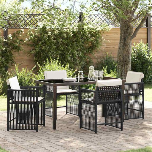 vidaXL Garten Essgruppe 5 pcs Schwarz Poly-Rattan