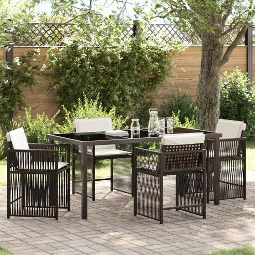 vidaXL Garten Essgruppe 5 pcs Schwarz Poly-Rattan