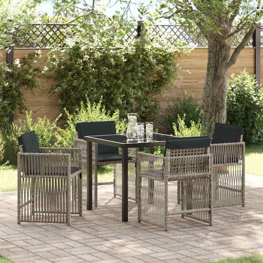 vidaXL Garten Essgruppe 5 pcs Schwarz Poly-Rattan