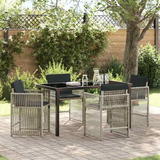 vidaXL Garten Essgruppe 5 pcs Schwarz Poly-Rattan