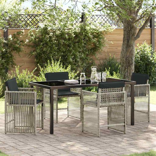 vidaXL Garten Essgruppe 5 pcs Schwarz Poly-Rattan