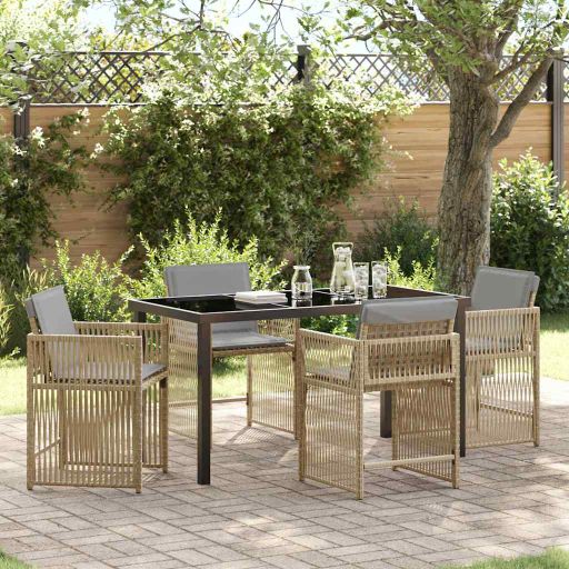 vidaXL Garten Essgruppe 5 pcs Schwarz Poly-Rattan