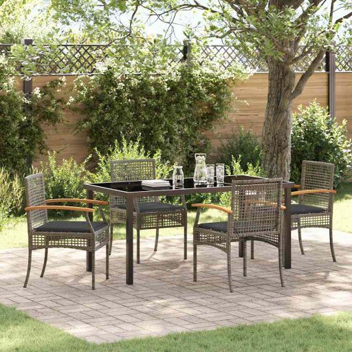 vidaXL Garten Essgruppe 3 pcs Schwarz Poly-Rattan