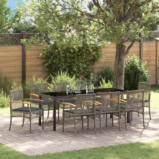 vidaXL Garten Essgruppe 3 pcs Schwarz Poly-Rattan