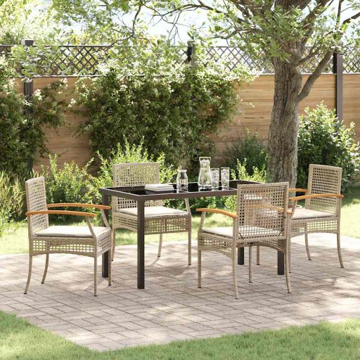 vidaXL Garten Essgruppe 3 pcs Schwarz Poly-Rattan