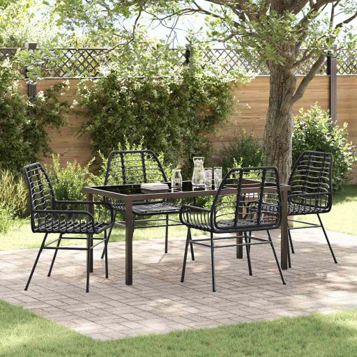 vidaXL Garten Essgruppe 3 pcs Schwarz Poly-Rattan