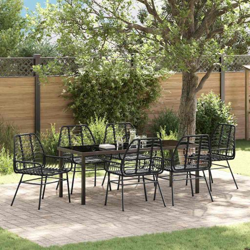 vidaXL Garten Essgruppe 3 pcs Schwarz Poly-Rattan