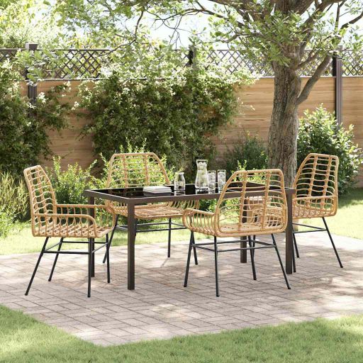 vidaXL Garten Essgruppe 3 pcs Schwarz Poly-Rattan