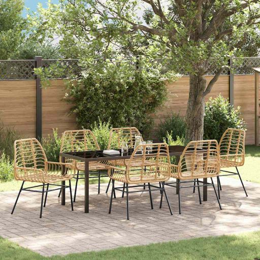 vidaXL Garten Essgruppe 3 pcs Schwarz Poly-Rattan