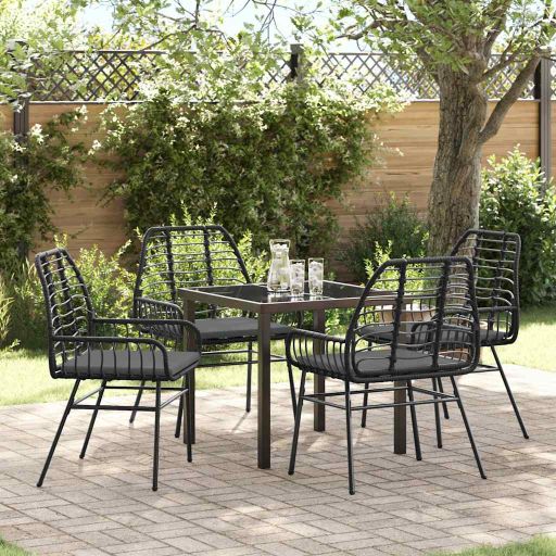 vidaXL Garten Essgruppe 3 pcs Schwarz Poly-Rattan