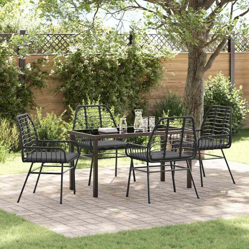 vidaXL Garten Essgruppe 3 pcs Schwarz Poly-Rattan