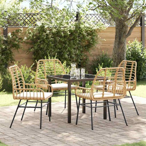 vidaXL Garten Essgruppe 3 pcs Schwarz Poly-Rattan