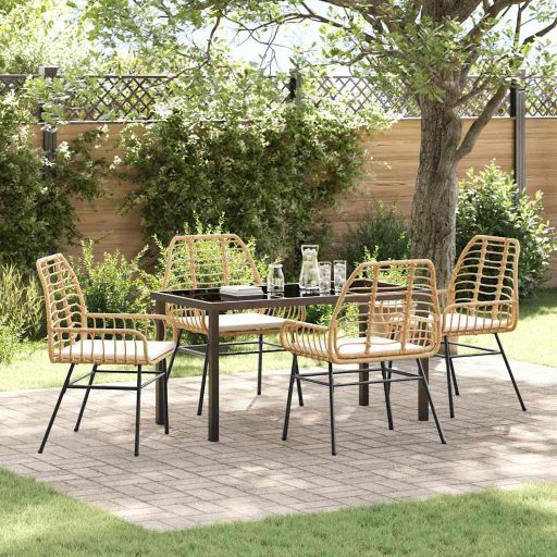 vidaXL Garten Essgruppe 3 pcs Schwarz Poly-Rattan