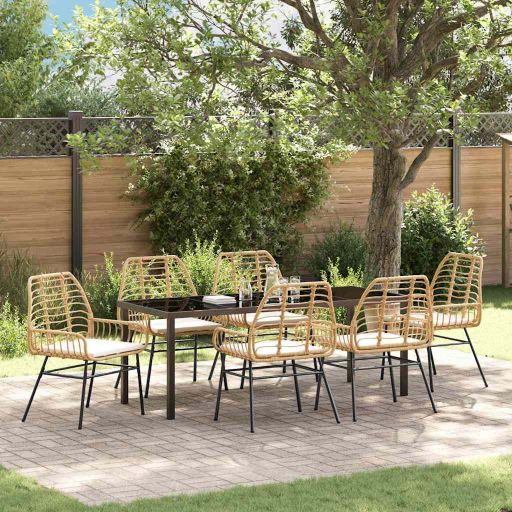 vidaXL Garten Essgruppe 3 pcs Schwarz Poly-Rattan
