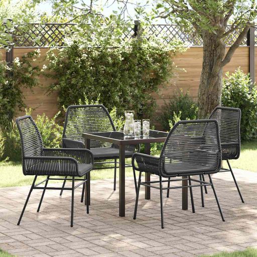 vidaXL Garten Essgruppe mit Kissen 3 pcs Schwarz Poly-Rattan