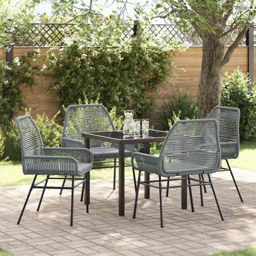 vidaXL Garten Essgruppe mit Kissen 3 pcs Schwarz Poly-Rattan