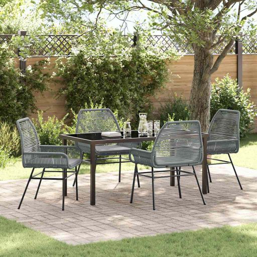 vidaXL Garten Essgruppe mit Kissen 3 pcs Schwarz Poly-Rattan