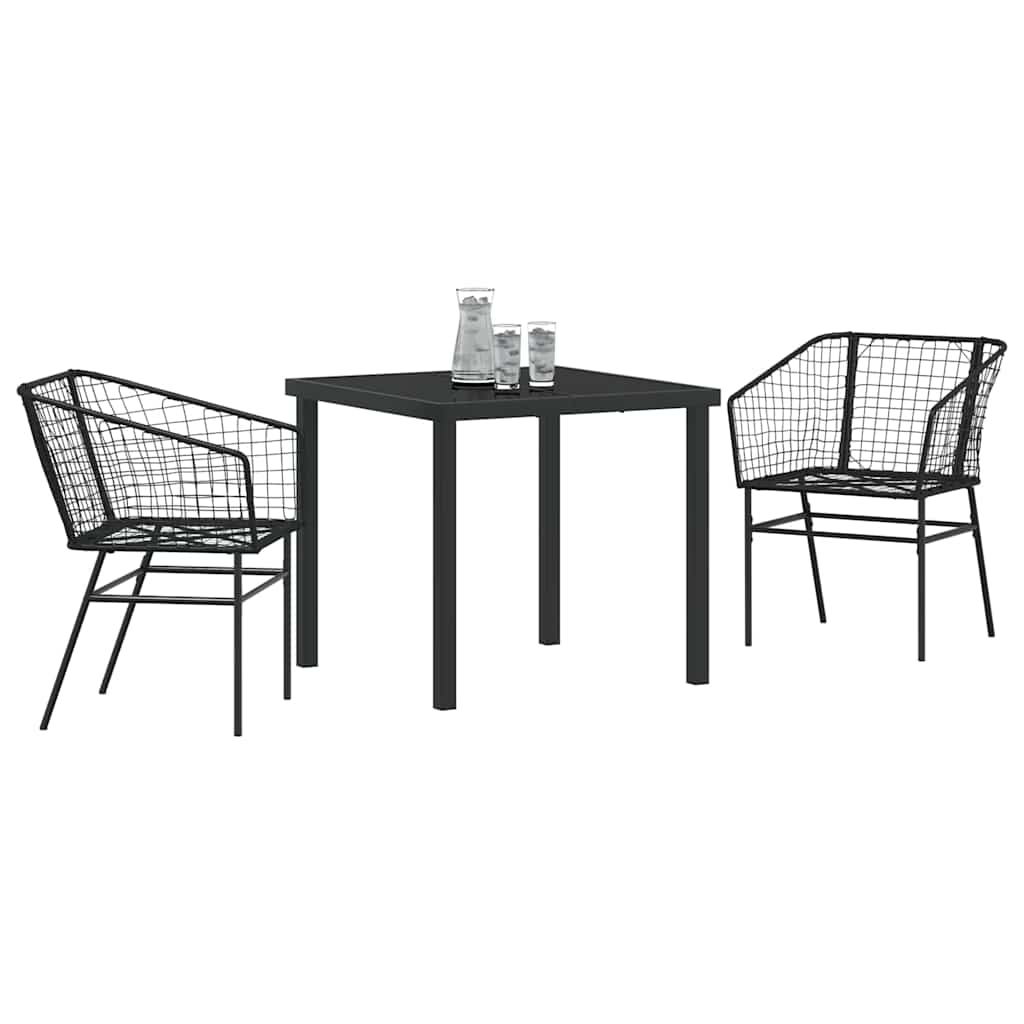 vidaXL Garten Essgruppe 3 pcs Schwarz Poly-Rattan