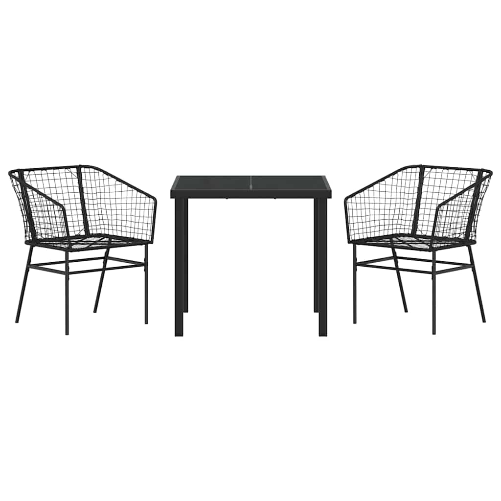 vidaXL Garten Essgruppe 3 pcs Schwarz Poly-Rattan