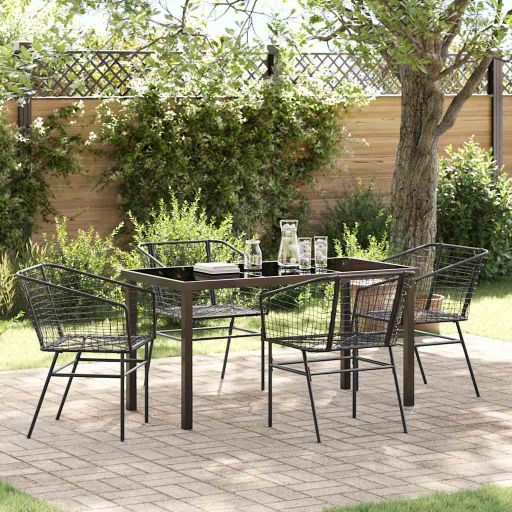 vidaXL Garten Essgruppe 3 pcs Schwarz Poly-Rattan