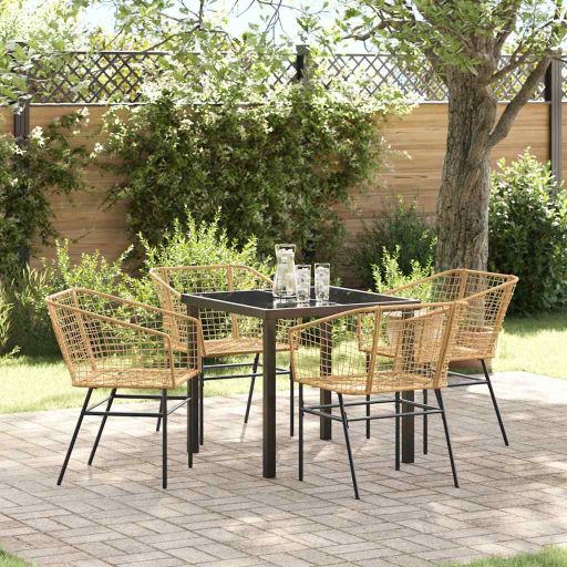 vidaXL Garten Essgruppe 3 pcs Schwarz Poly-Rattan