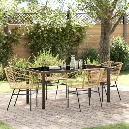 vidaXL Garten Essgruppe 3 pcs Schwarz Poly-Rattan