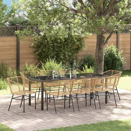 vidaXL Garten Essgruppe 3 pcs Schwarz Poly-Rattan