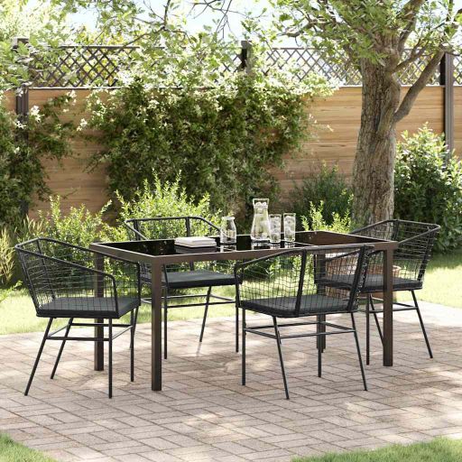 vidaXL Garten Essgruppe 3 pcs Schwarz Poly-Rattan