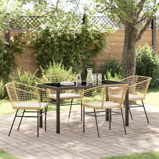 vidaXL Garten Essgruppe 3 pcs Schwarz Poly-Rattan