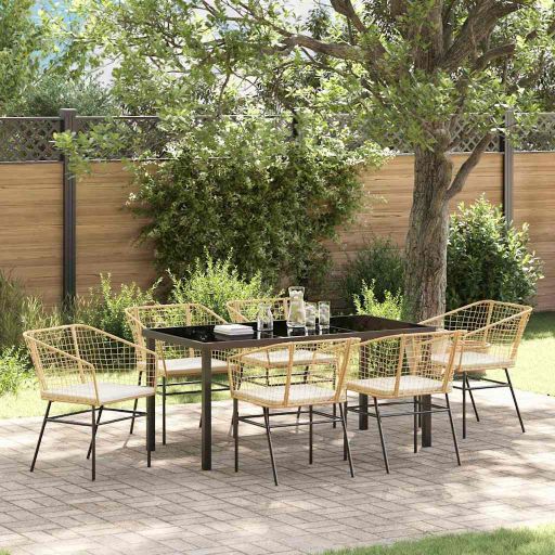 vidaXL Garten Essgruppe 3 pcs Schwarz Poly-Rattan