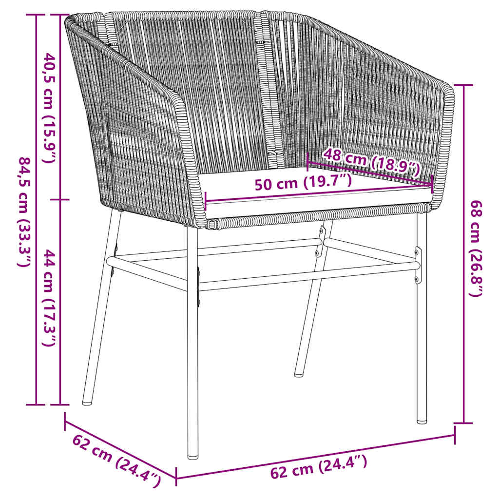 vidaXL Garten Essgruppe 3 pcs Schwarz Pulverbeschichteter Stahl