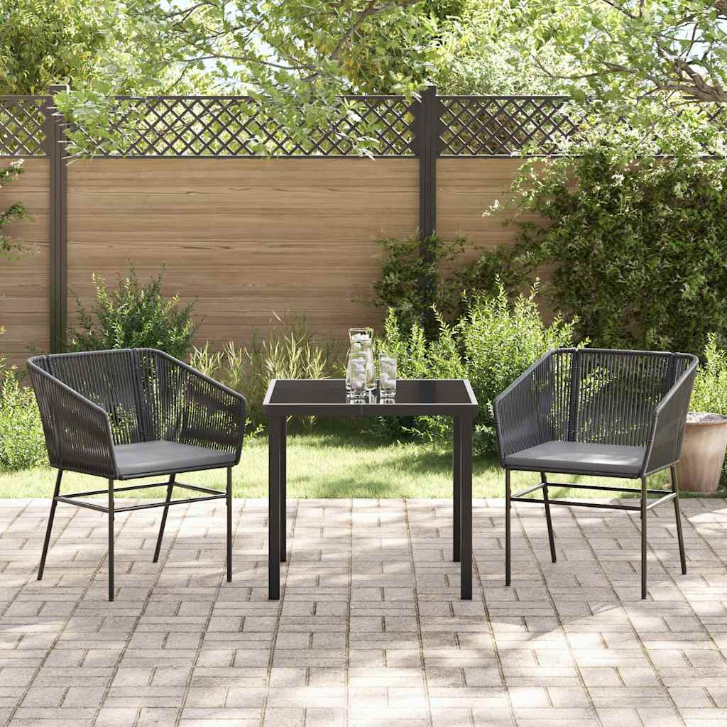 vidaXL Garten Essgruppe 3 pcs Schwarz Pulverbeschichteter Stahl