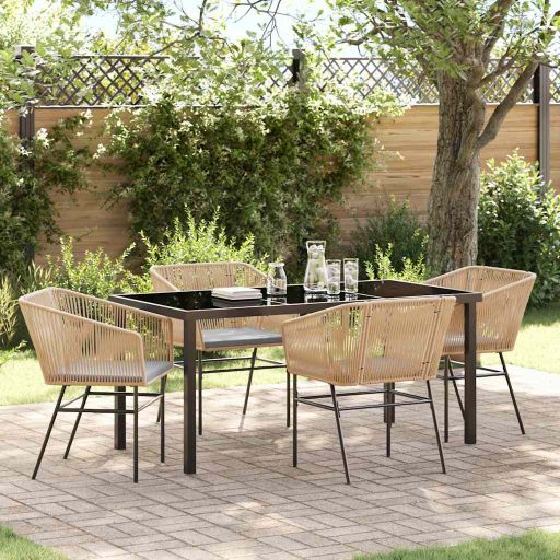 vidaXL Garten Essgruppe 3 pcs Schwarz Pulverbeschichteter Stahl