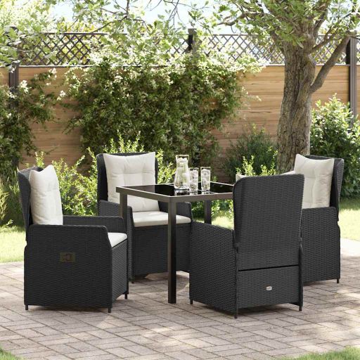 vidaXL Garten Essgruppe 3 pcs Schwarz Poly-Rattan